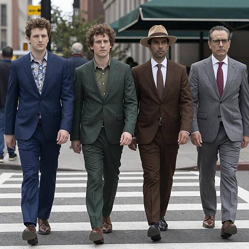 Stylish Men Walking in Urban Setting