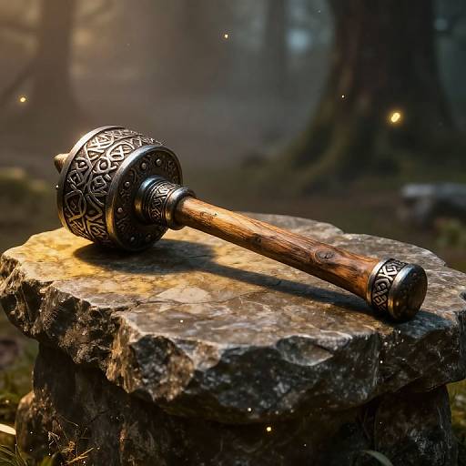 Ancient Slavic Pernach Mace on Pedestal