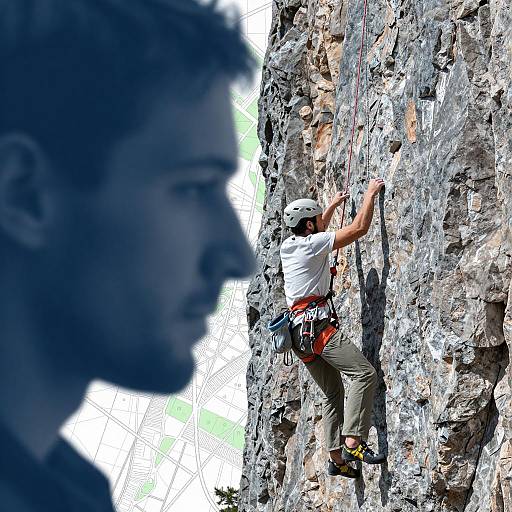 Dynamic Climber and Blue-Toned Portrait