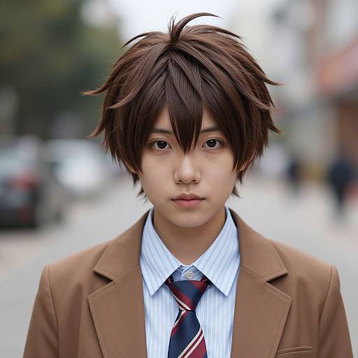 Realistic Girl with Spiky Brown Hair