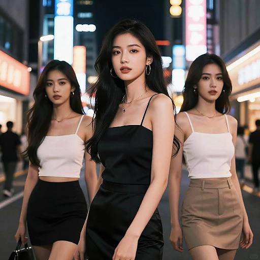 Neon-Lit Asian Fashion Portrait