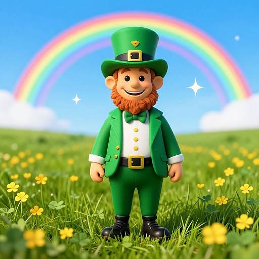 Mischievous Leprechaun in Irish Meadow