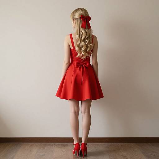 Realistic Red Dress Blonde Girl