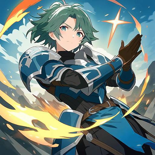 Illustration of Alm (fire emblem), fire emblem in the style of Saitou naoki