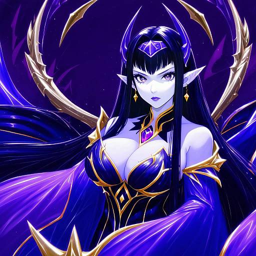 Illustration of Morgana (league of legends), league of legends in the style of Tandohark