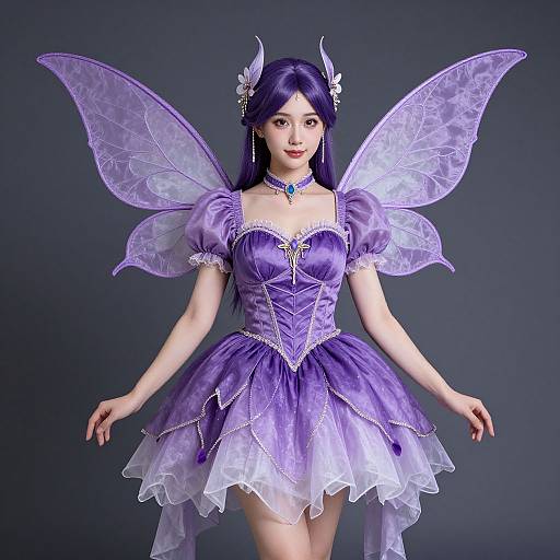 Purple Fairy Costume with Wings