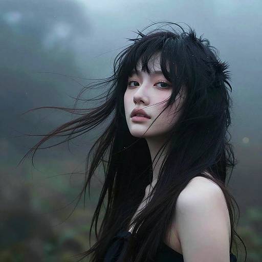 Wild Emo Hair in Foggy Forest