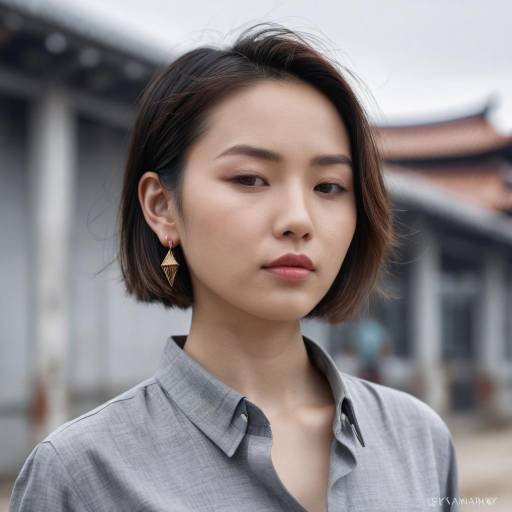 Asian Woman Wearing Earrings Outdoors