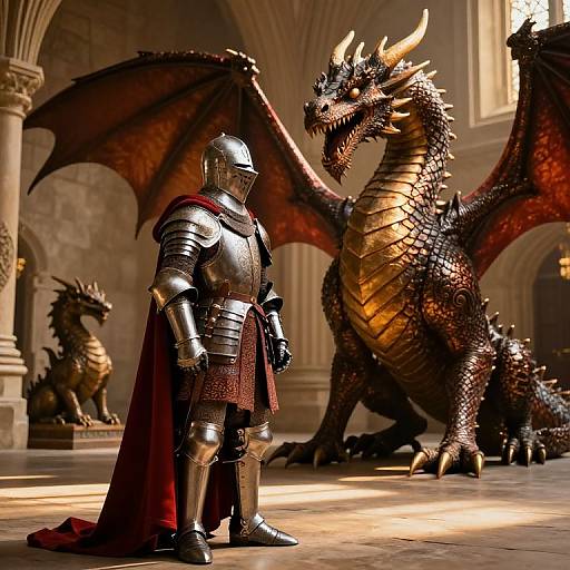 Medieval Knight and Majestic Dragon