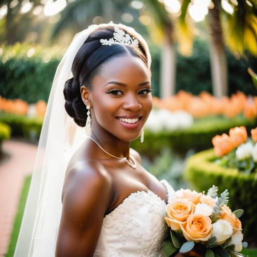 Joyful African Bride in Majestic Garden