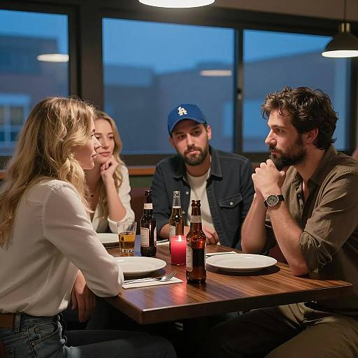 Gathering at a Dimly Lit Restaurant