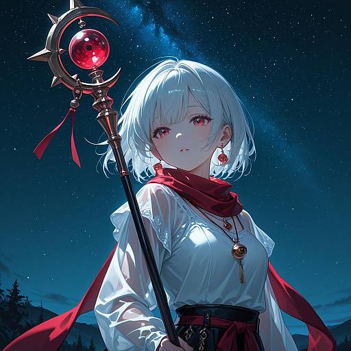 Starry Night Mage with Bell Staff