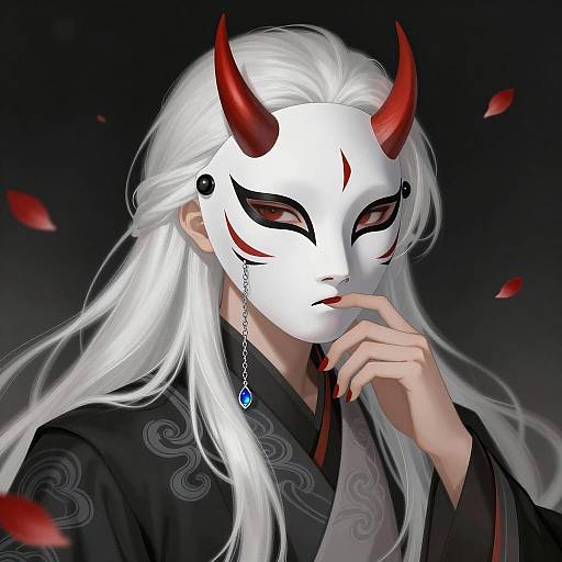 Mysterious Figure with Horned Mask