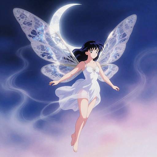 Moonlit Sylph with Silver Filigree Wings