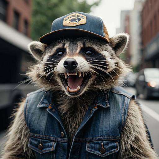 Urban Raccoon in Trucker Hat