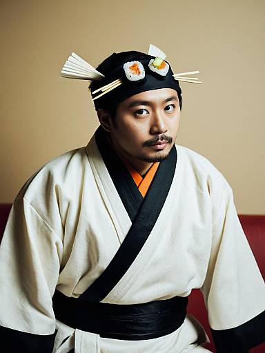 Playful Cinematic Portrait of Sushi Roll