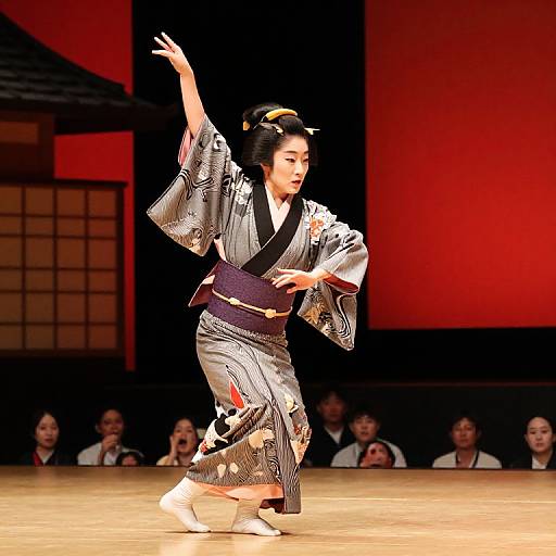 Japanese Kabuki Dancer Mid-Performance