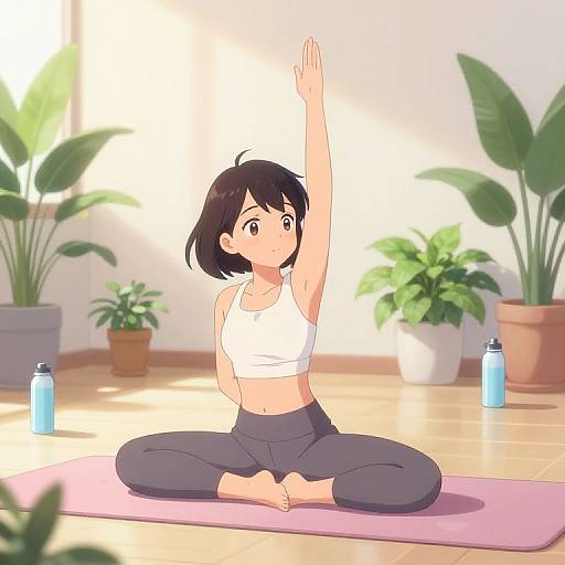 Anime Gym Girl Stretching Yoga Pose