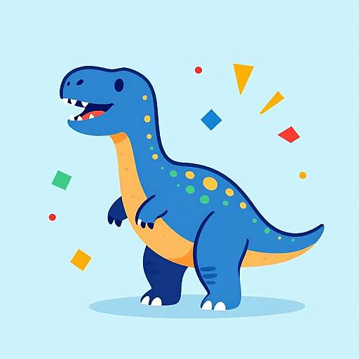 Playful Cartoon Blue Dinosaur Illustration