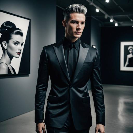 Man with High and Tight Hairstyle in Modern Art Gallery