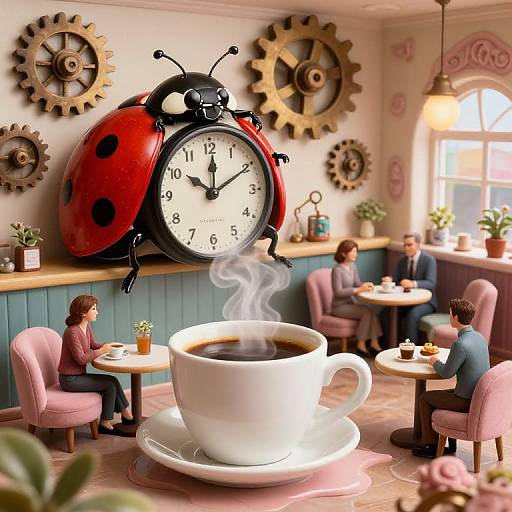 Surreal Coffee Shop from Ladybug View