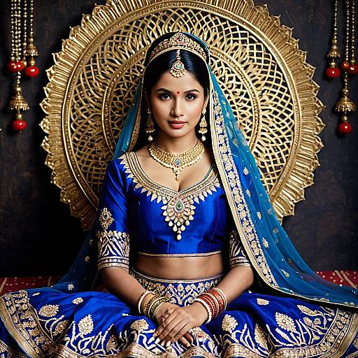 Elegant Indian Bride in Blue Lehenga