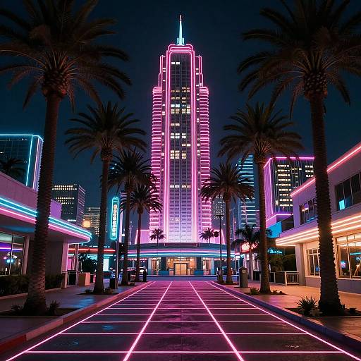 Retro Futuristic Neon Cityscape Night