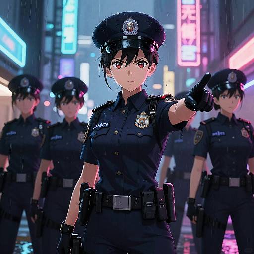 Futuristic Anime Police Squad Leader