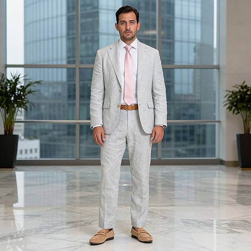 Confident Man in Stylish Linen Suit