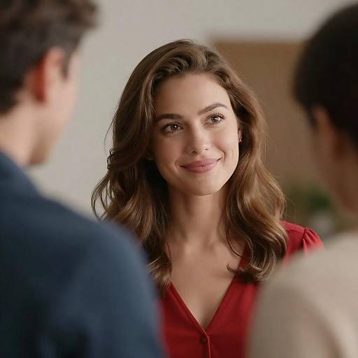 Warm Encounter: Woman Smiling at Man