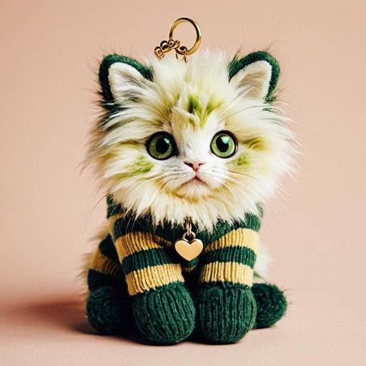 Fluffy Green-Eyed Creature Keychain Fluffy Green-Eyed Creature Keychain