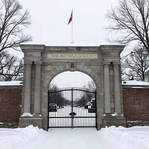 Winter Scene at Fort Michilimackinac Gate