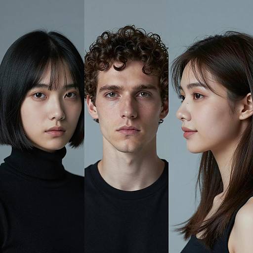 Triptych of Diverse Portraits