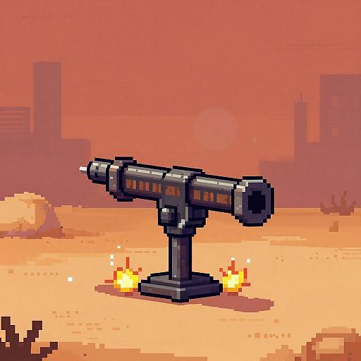 Retro Pixel Art Wild West Gatling