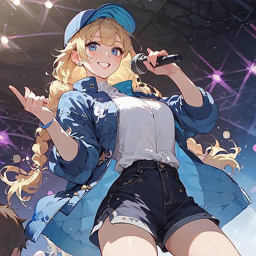 Blonde Idol Singing on Stage Dutch Angle