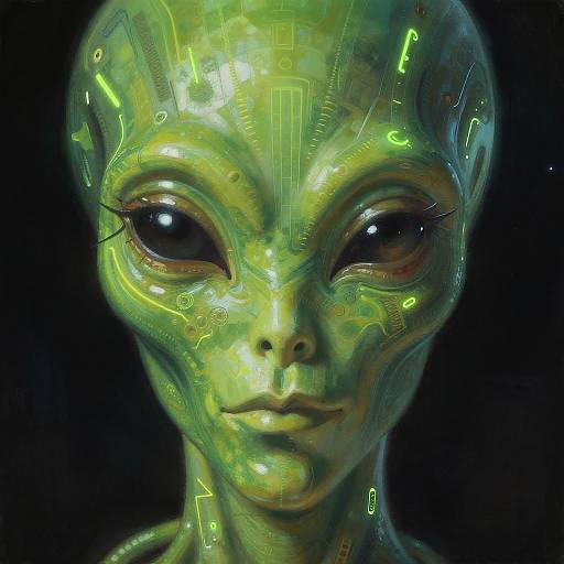 Neon Bio-Mechanical Alien Portrait