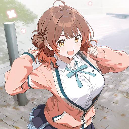 Illustration of Hanami ume, gakuen idolmaster in the style of Gibun (sozoshu)