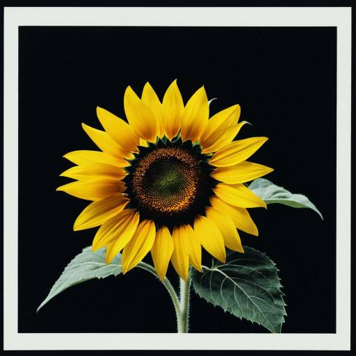 Single Sunflower Bloom with Leaves