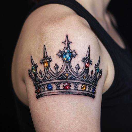 Medieval Gothic Crown Shoulder Tattoo