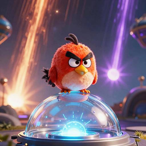 Angry Bird on Futuristic Glass Dome
