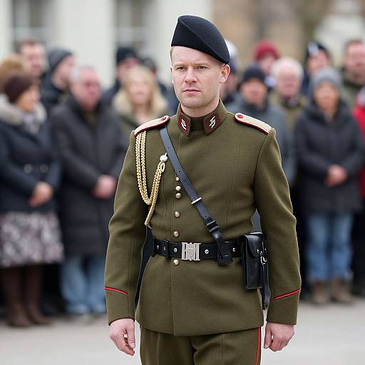 Man in German Military Uniform at Public Event