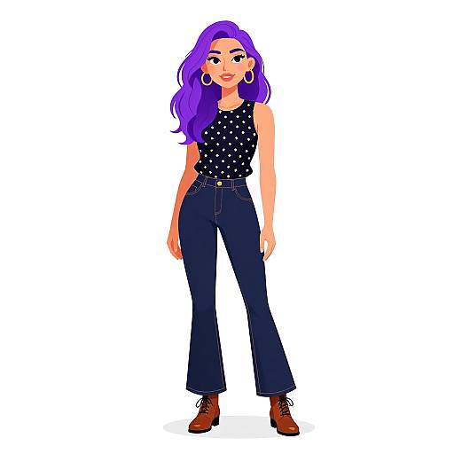 Woman with Purple Hair in Casual Outfit