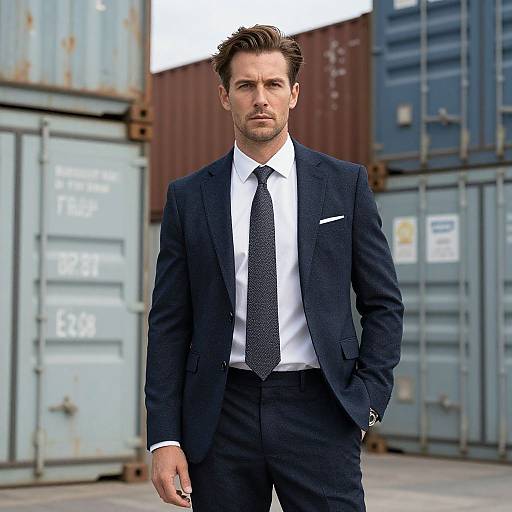 Stylish Man Amid Industrial Containers