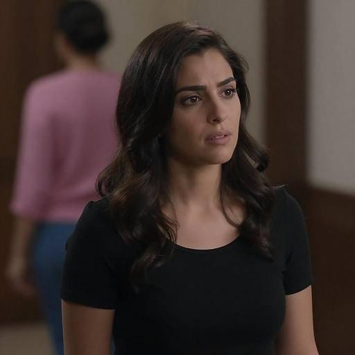 Concerned Woman in Warm Indoor Lighting