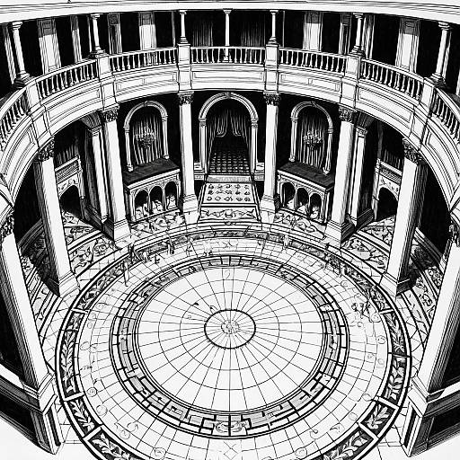 Pencil Sketch Grand Ballroom Battlemap