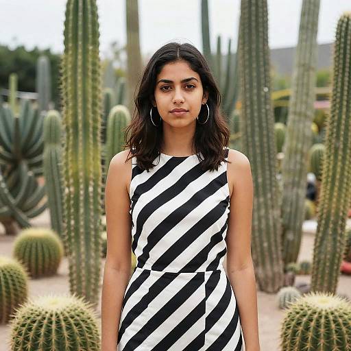 Young Woman in Cactus Garden
