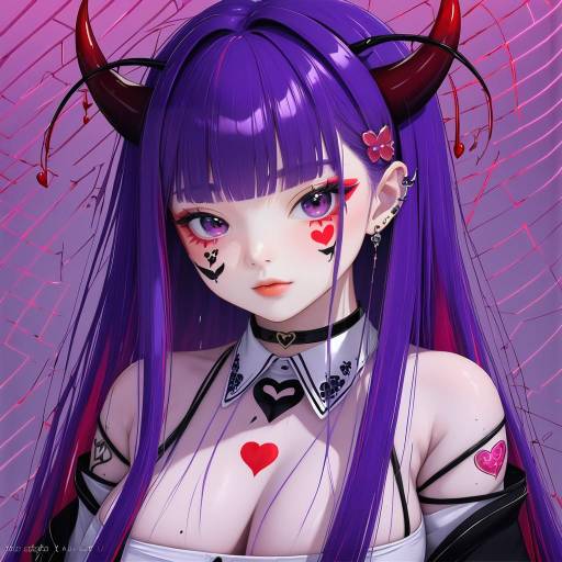 Illustration of Akuma nihmune, indie virtual youtuber in the style of Mitsu (mitsu art)