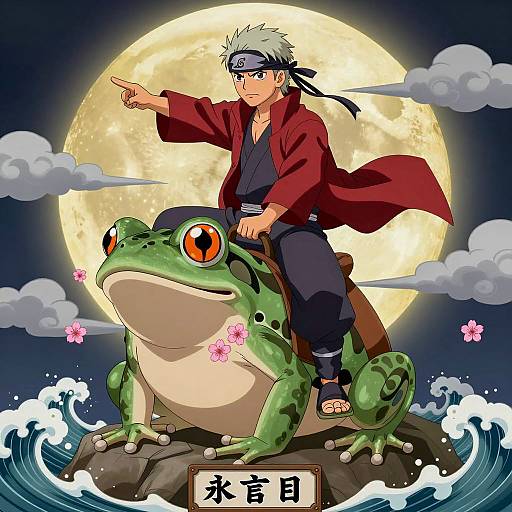 Ninja on Frog under Full Moon