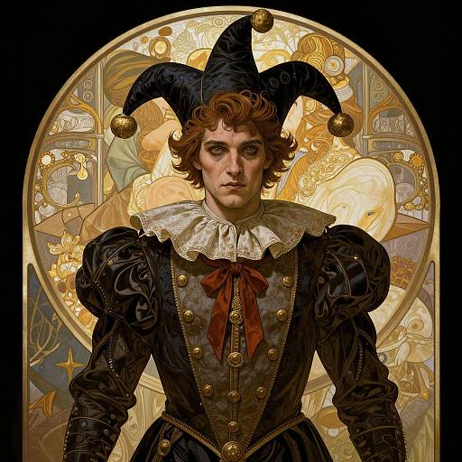 Ominous Elegant Court Jester Portrait