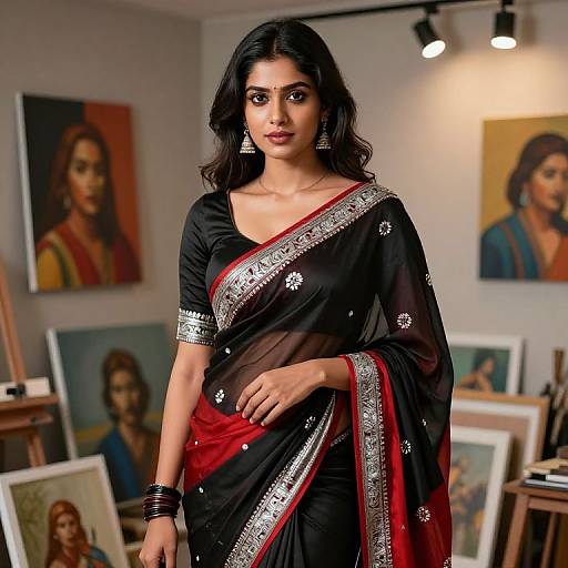 Modern Artist in Bold Kandangi Saree